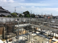 M新社屋新築　通路足場組立（岡山市北区）